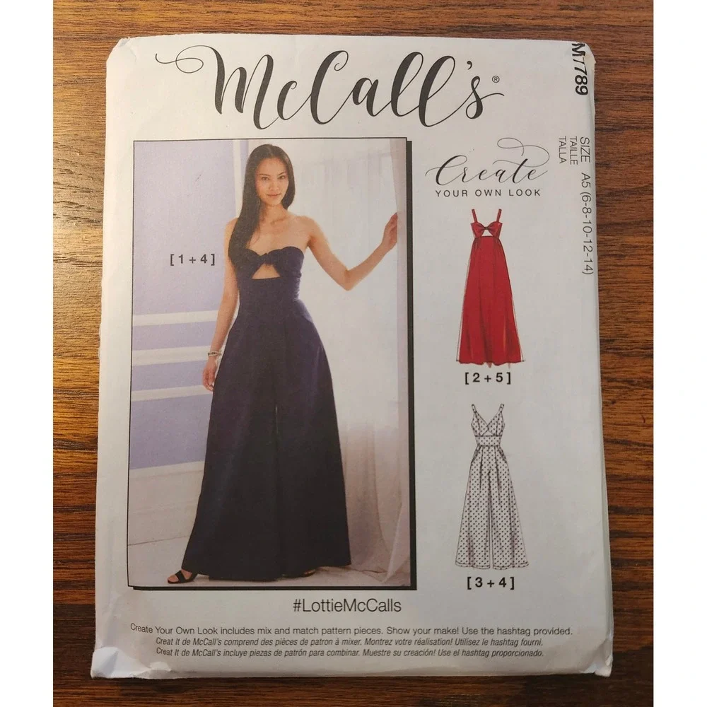 McCalls M7789 Sewing Pattern Misses Jumpsuit Dress Cutout 6-14 Lottie McCalls